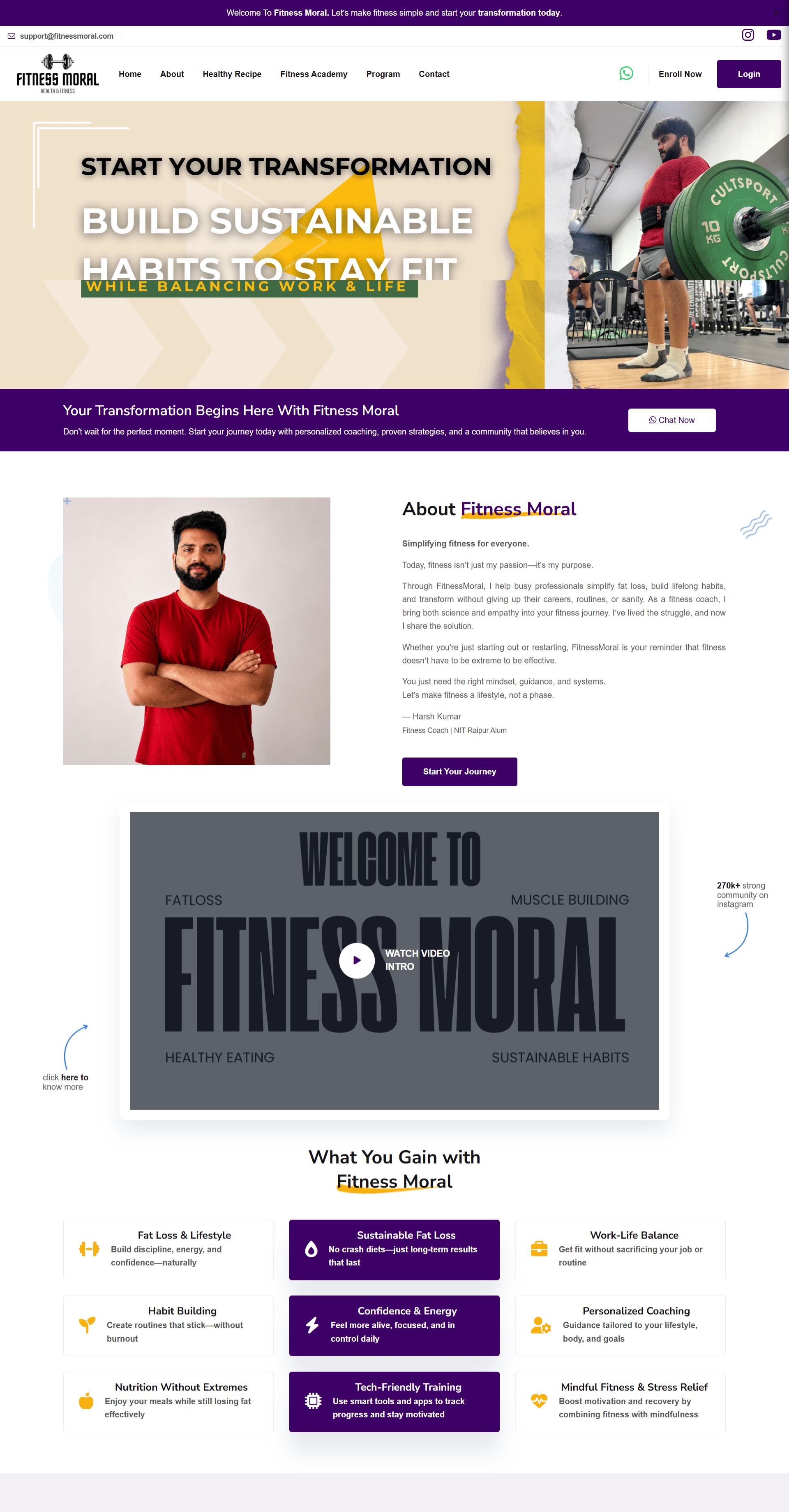 Fitness Moral Gym & Diet Website - WebCoodee